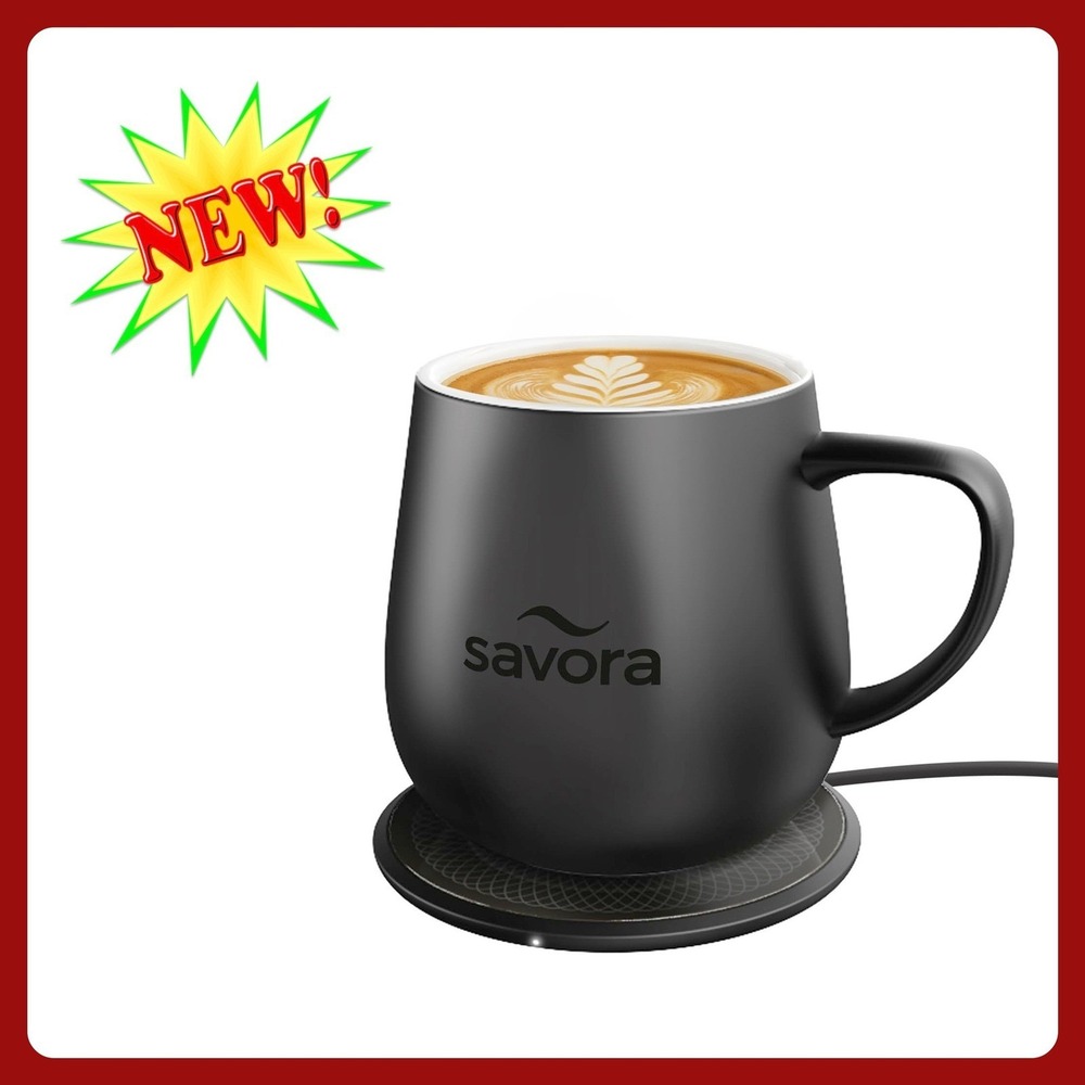 Savora IntelliHeat 12oz Smart Mug Wireless SmartSense Pad Black Ceramic‎ New